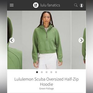 M/L Lululemon Scuba Half Zip Hoodie In The Color Green Foliage